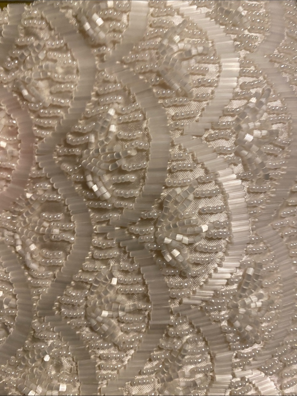 Ivory Beaded Evening Clutch with Gold Chain - Picture 3 of 5